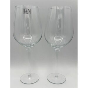LSA International Wine Glasses Large Set of 2 Poland Handcrafted Mouth Blown